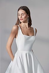 Bekvamlighet Square Neck Satin Wedding Gowns for