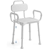 Loyoda Shower Chair for Inside Shower with Back &amp; Arms, Ideal for Seniors | Height Adjustable Shower seat for Disabled, 350 lb Cap, Non-Slip, Rust-Resistant Aluminum Frame