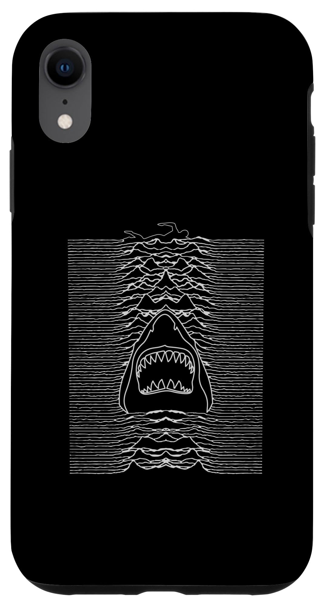 iPhone XR Shark Attack Lines Jaw Parody Minimalist Line Drawing Case