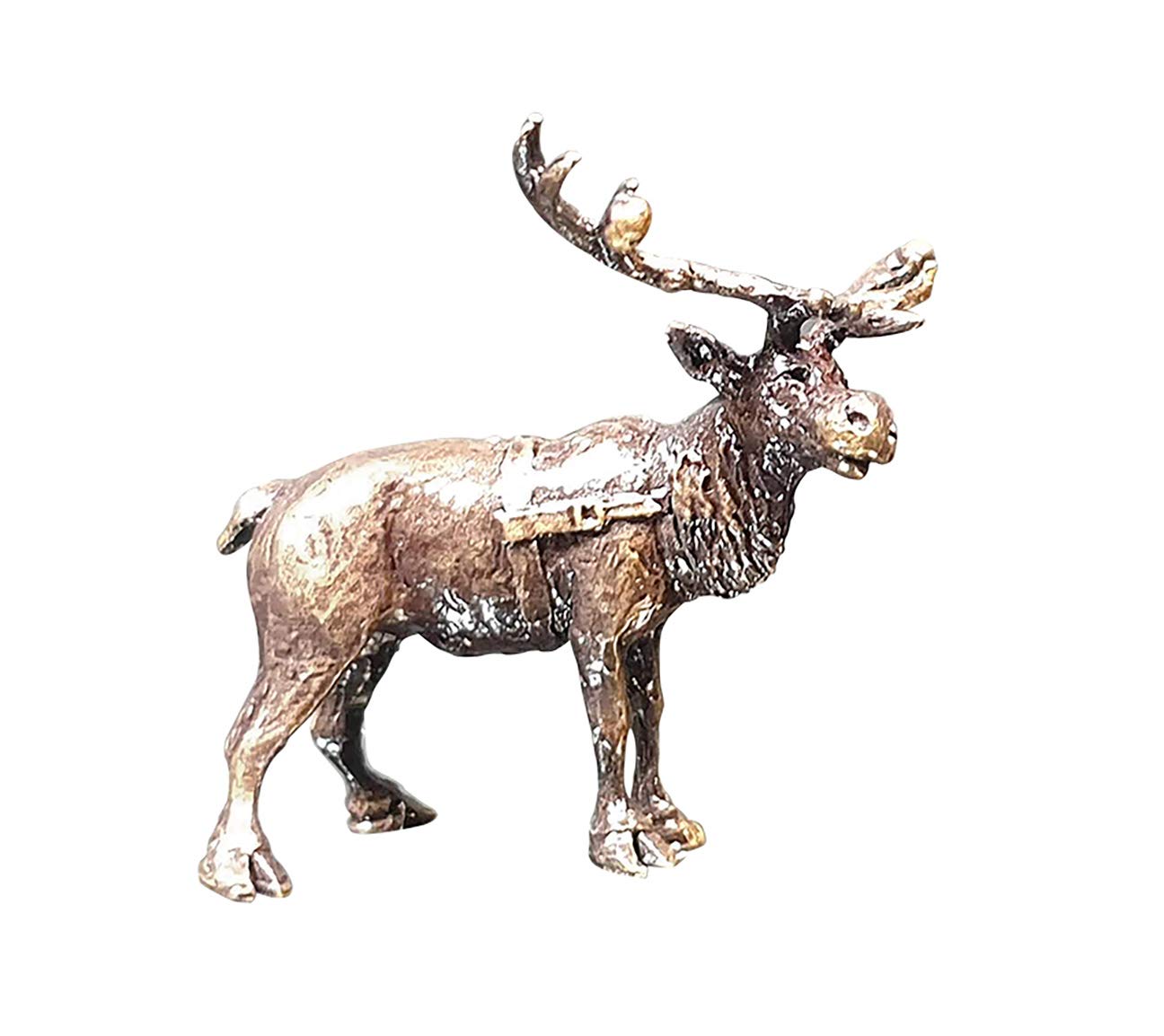 Richard Cooper 2089 Reindeer Rudolph Solid Bronze Miniature Statue Sculpture Figure - 4.5 x 4.0 x 2.5 cm