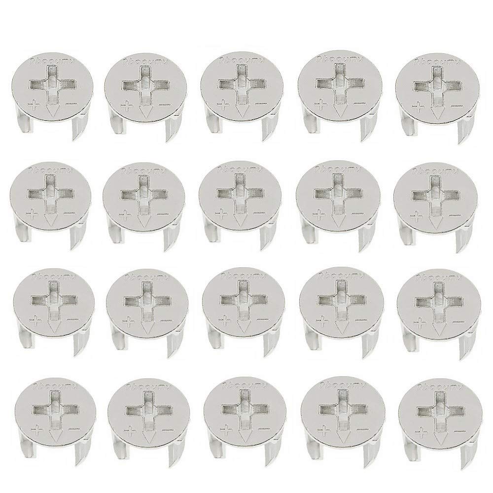 JZK 20 Pcs 15mm x 11mm Furniture connecter cam Lock Fittings, Furniture cam Fittings for Cabinet Drawer Dresser and Wardrobe Furniture Panel Connecting