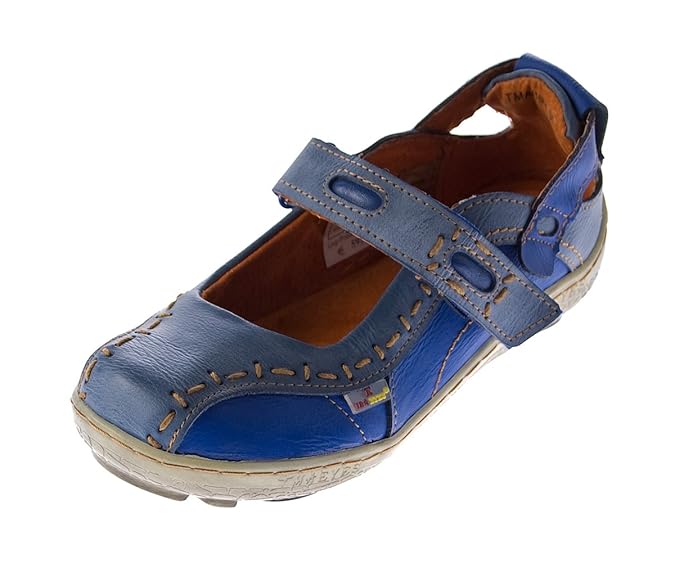 TMA Damen Leder Ballerina Schuhe Eyes 1601 Sandalen viele Farben Zeitungsdruck Gr 36-42