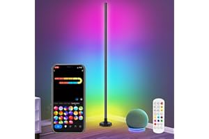 Bcmsda RGB Corner Floor Lamp - Smart LED Corner Lamp with App, Remote Control & Compatible with Alexa,16 Million DIY Colors, Music Sync, Timer Setting for Living Rooms, Bedrooms and Gaming Rooms