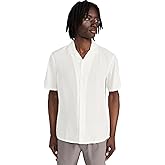 Club Monaco Men's Short Sleeve Camp Collar Seersucker Shirt