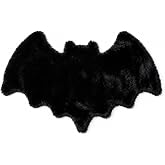 Xuhal Bat Shaped Bath Mat Halloween Gothic Soft Plush Non Slip Floor Rug | Washable Floor Rug for Bathroom Bedroom, Halloween Goth Home Decor Welcome Entrance, Measures 32.5 X 21.7 in, Absorbent