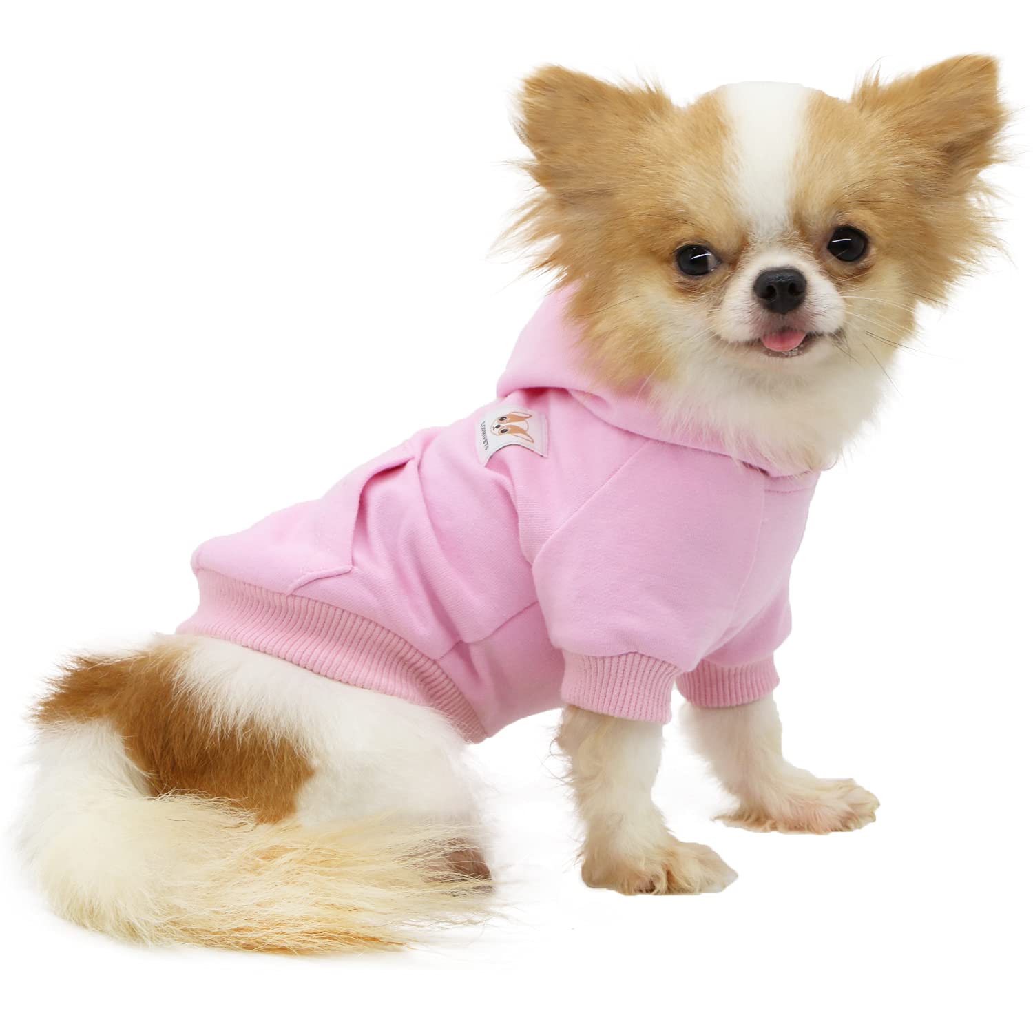 LOPHIPETS Dog Cotton Hoodies Sweatshirts for Small Dogs Chihuahua Puppy Clothes Cold Weather Coat-Pink/S