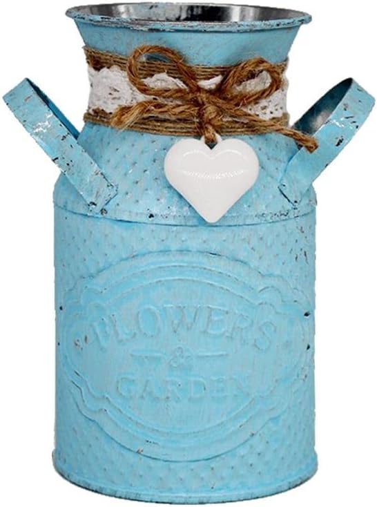 iShine Metal Flower Vase Old Fashioned Vintage Desktop Cylinder Planter Vase Pot Decorative Jug Vases for Home Office Decoration Craft