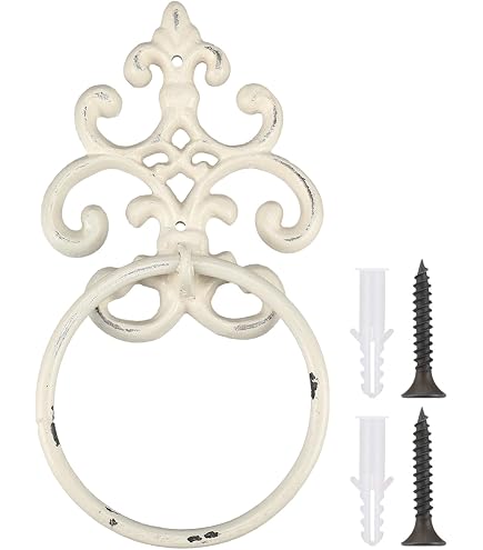 4" Cast Iron Fleur De Lis Hand Towel Ring - Bath Towel Rings
