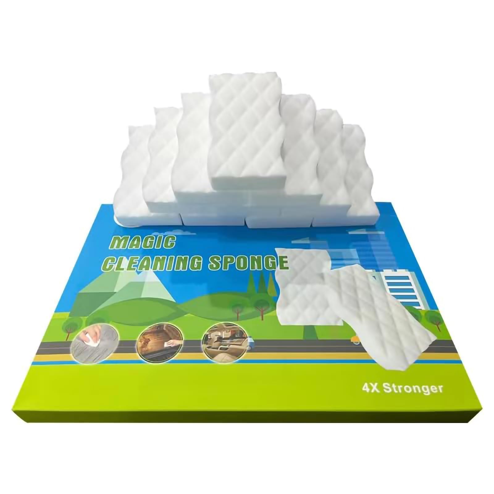 Foamworld Magic Sponges Eraser, 10PCS Melamine Sponge Multifunctional Sponge, 4X High Density Householding Kitchen Cleaning Sponge, Suitable for Kitchen, Bathroom, Bathtub, Car, Toy(4.33x2.36x0.78")