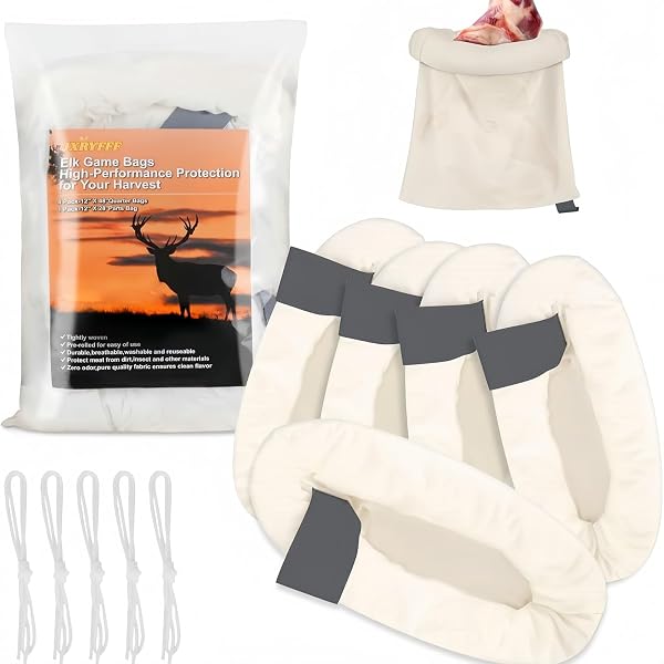 Warmfarm - Pack De 5 Bolsas Para Carne De Caza, Con Tiras Reflectantes Y Cierre De Cuerda, Transpirables - Algodón Y Nailon