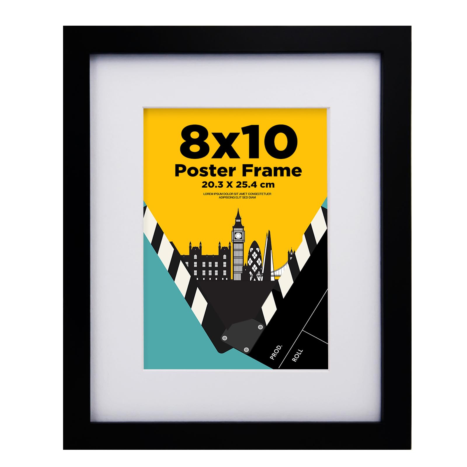 EGOFINE 10x8 Picture Frame,100% Solid Wood Frame with 7x5 Mat,10x8 Photo Frame with Acrylic Glass,20x25 cm Poster Frames for Tabletop and Wall Mounting,Black