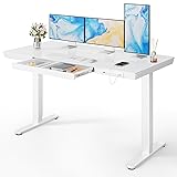 Marsail Glass Standing Desk with Drawer,55 x 28