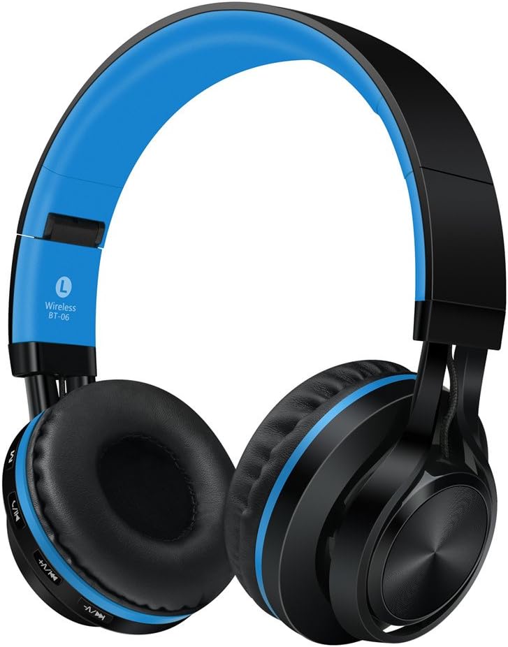 Venstone Bluetooth Headphones Build in Microphone Wireless Headphones with TF Card FM Radio and Extra Audio Cable for Most Cellphones Laptop TV Bluetooth 4.0 Devices (Blue)