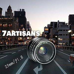 7artisans 25mm F1.8 Manual Focus Prime Fixed Lens for Sony Emount Cameras Like A7 A7II A7R A7RII A7S A7SII A6500 A6300 A6000 A5100 A5000 EX-3 NEX-3N NEX-3R NEX-C3 NEX-F3K NEX-5 NEX-5N - Black