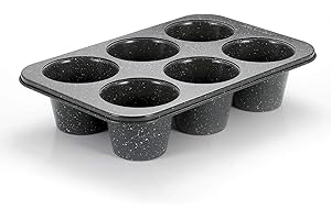 OBELGEOYA Stainless Steel Popover Pans - 6-Cavity Non-Stick Tray Mold for Baking, Jumbo Size for Premium Muffins, Homemade Cu