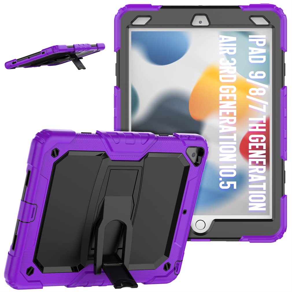 Case for iPad 10.2 9th/8th/7th gen 2021/2020/2019 with Foldable stand, Fashion Shockproof Case with Three-in-one Design Purple
