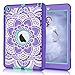 iPad mini/2/3 Case, Hocase Shockproof Hybrid Dual Layer Hard Rubber Protective Case with Cute Flower Design for Apple iPad Mini 1st/2nd/3rd gen 7.9-inch - Purple/Teal