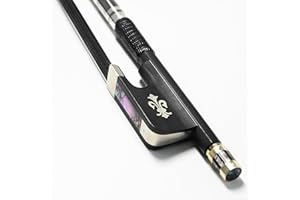 Vingobow 4/4 Carbon Fiber Cello Bow, Black Horsehair Handmade Cello Bow, Well Balanced with Ebony Fleur-de-Lis Frog for All S