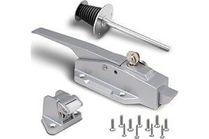 Preruner Walk in Cooler Door Handle, Walk in Cooler Door Closer Complete Latch Kit, Freezer Door Handle, Offset -1/8 in to 1/4 in(Flush) and 5.9" Solid Metal Interior Release Handle（Foggy White）