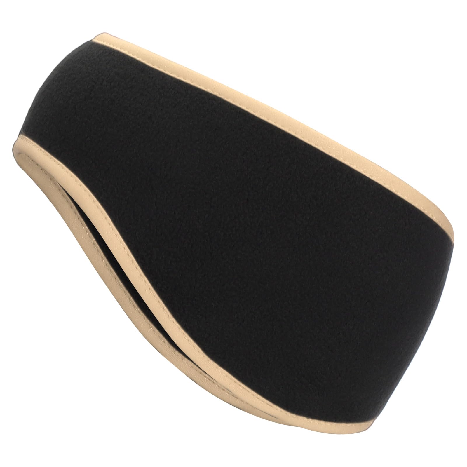 PATIKIL Ear Warmer Headband, Polar Fleece Ear Warmer Winter Stretchy Running Sweatband Outdoor Essential for Running Jogging Walking Skiing, Black with Khaki