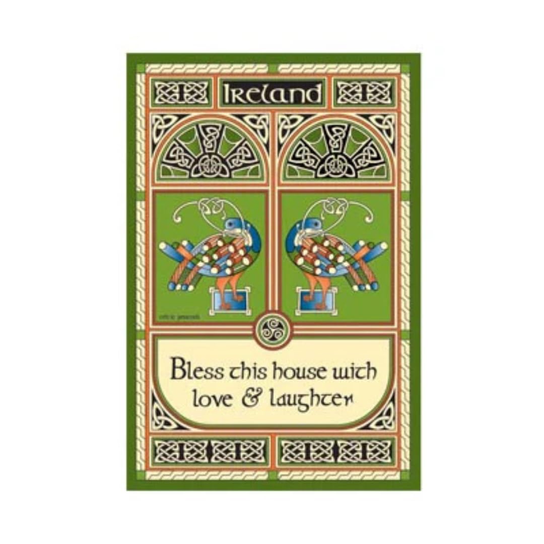 Royal Tara 100% Cotton set of 2 Tea Towels with Celtic Peacock and Blessing Design | Irish Home Housewarming Gifts Souvenirs Accessories Kitchen
