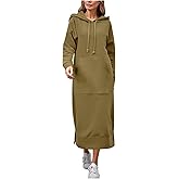 SCRRMZO Long Hoodies for Women Plus Size Fleece Pullover Hoodie Dress Long Sleeve Hoodie Jacket Maxi Dress with Pocket