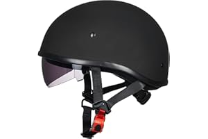 ILM Motorcycle Half Helmet with Sunshield Quick Release Strap Half Face Fit for Cruiser Scooter Harley DOT Approved 883V (Mat
