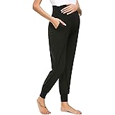 LOKTENPIE Maternity Pants Lounge Workout Joggers Track Cuff Over The Belly Sweatpants Stretchy Pregnancy Pajama Pants