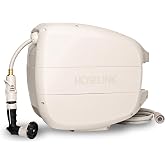 HOSELINK Evolve 90ft Hi-Flow Beige Retractable Garden Hose Reel, NEW Heavy Duty, Automatic Rewind, Lock Anywhere, 180 Degree Swivel, Wall Mounted Watering Solution for yard and outdoors (90ft Hi-Flow)