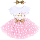 Baby Girls 1st 2nd Birthday Outfit Mouse Ladybug Dress Headband Polka Dots Tutu Skirt Set ONE Cake Smash Photo Shoot