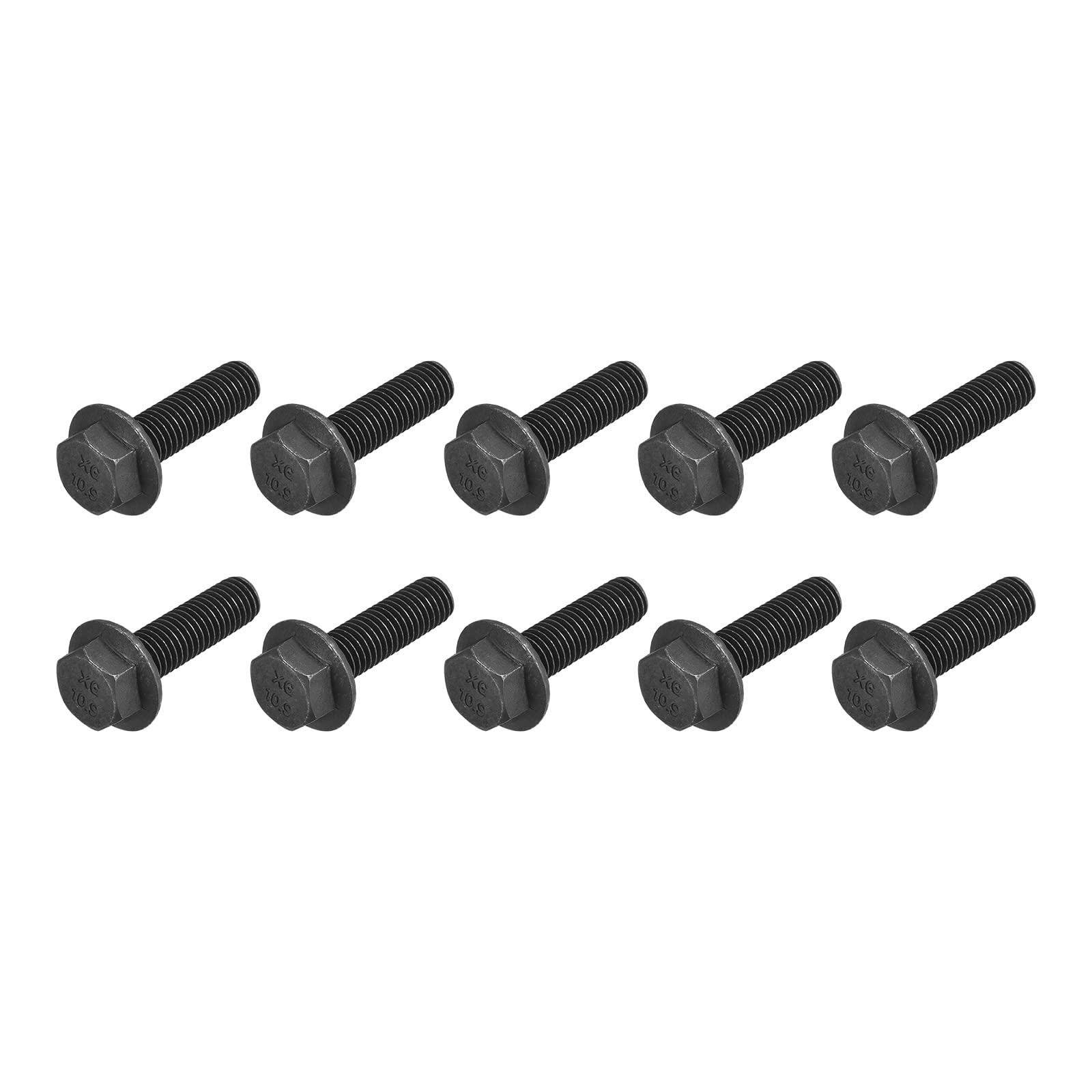 METALLIXITY Flanged Hex Head Bolts (M10x35mm) 10pcs, Hexagon Serrated Flange Bolt Fully Thread Screw - for House Construction Hardware Fasteners โ image 1