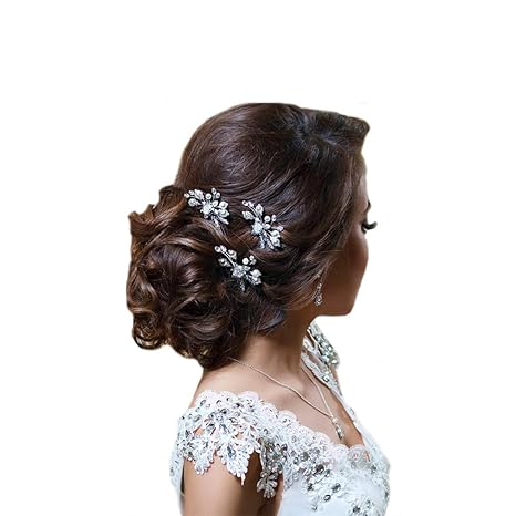 Silver Crystal Hair Accessories Set Of 3 Vintage Wedding