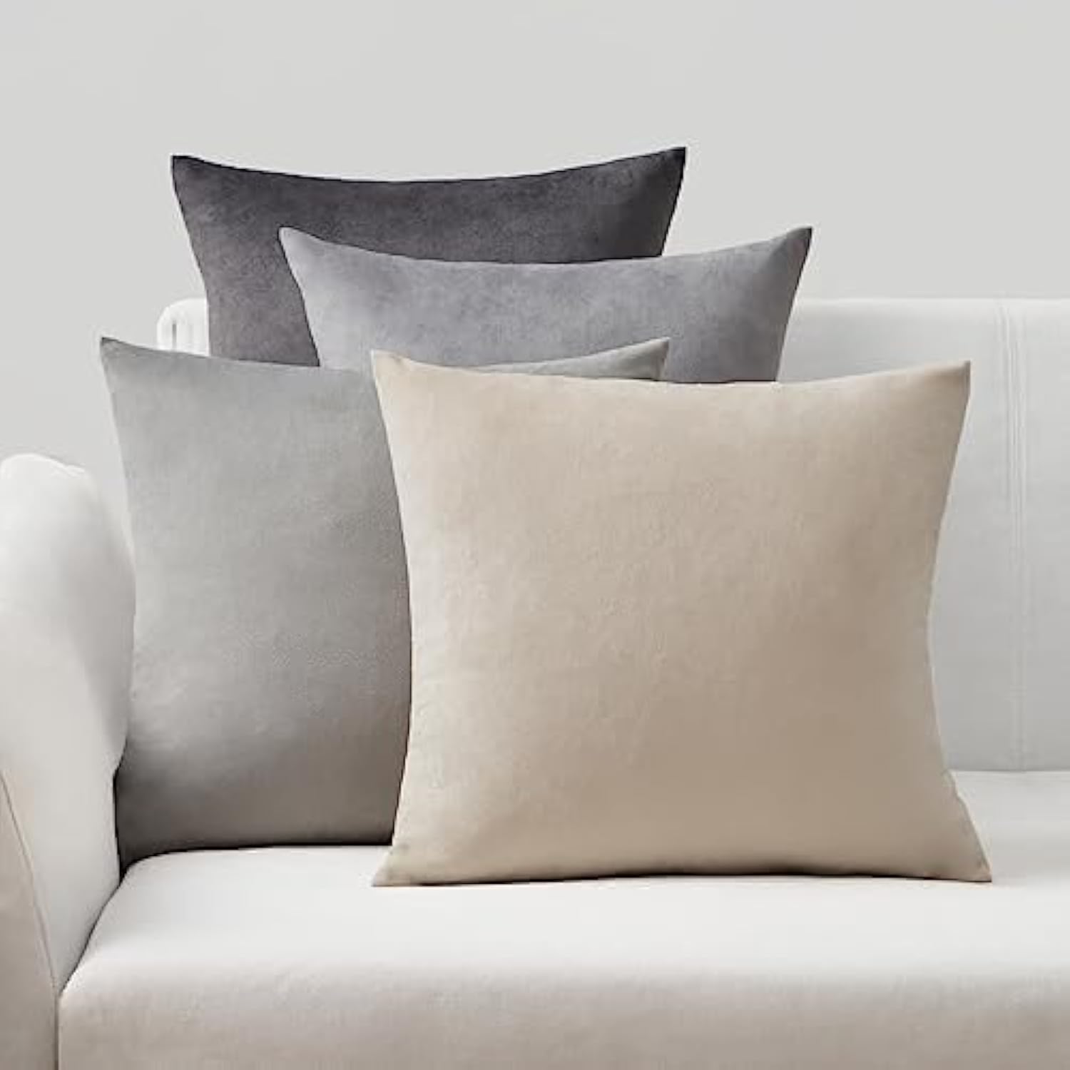 Topfinel Grey Cushion Covers 40cm x 40cm for Livingroom Large Fluffy Cushions Sofa Scatter Decorative Velvet Pillow Cover 16 x 16 inch Set of 4 for Bedroom โ image 1