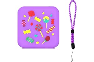 PDEEY Cover for Yoto Mini Music Player, Silicone Case Sleeve Protector with Nylon Lanyard Strip, Purple