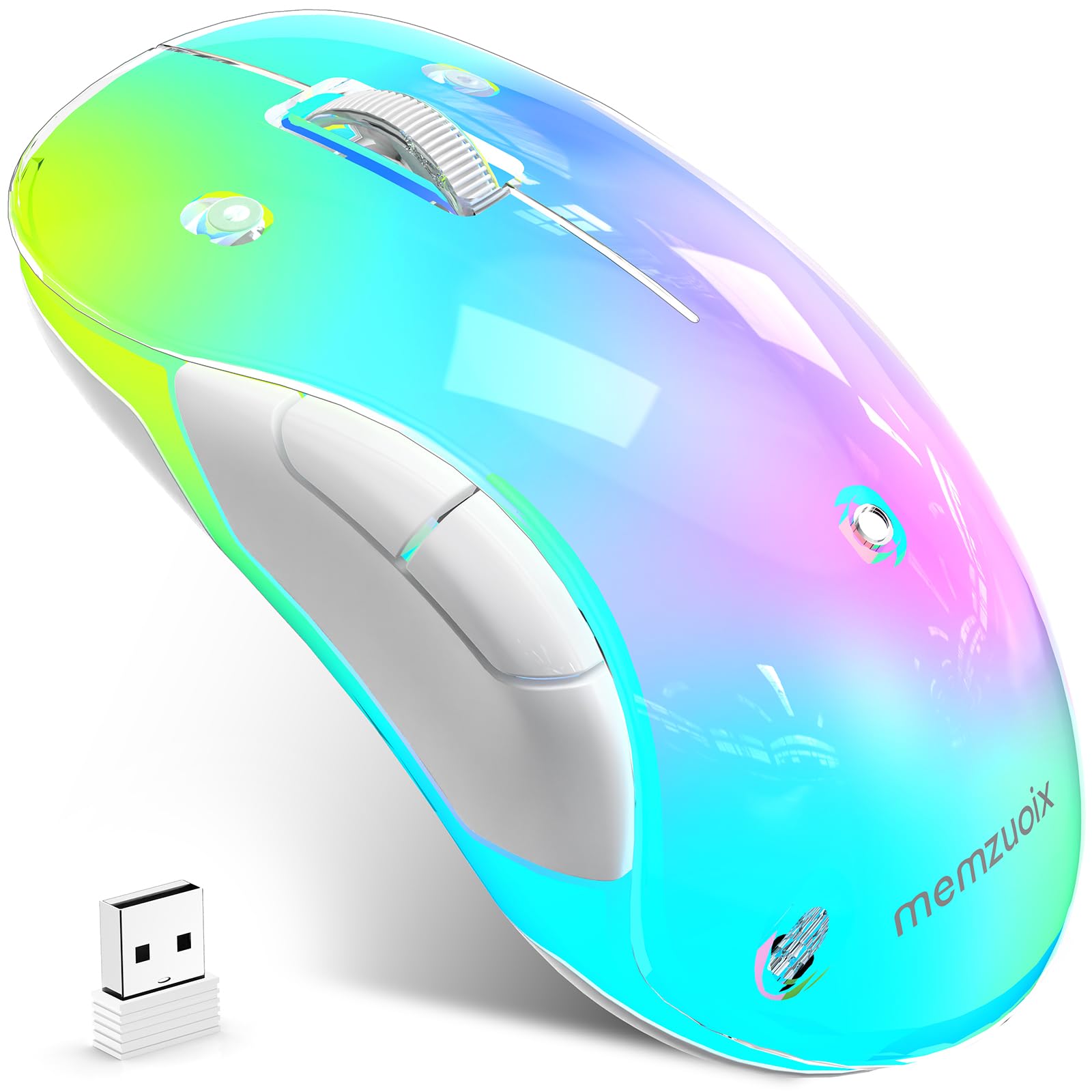 Photo 1 of memzuoix 2.4G LED Wireless Mouse, Rechargeable Ergonomic Mouse with Detachable Cover, 1400 DPI Portable Optical Computer Mouse with USB Receiver for Laptop, PC, Desktop and MacBook, 5 Buttons-Blue