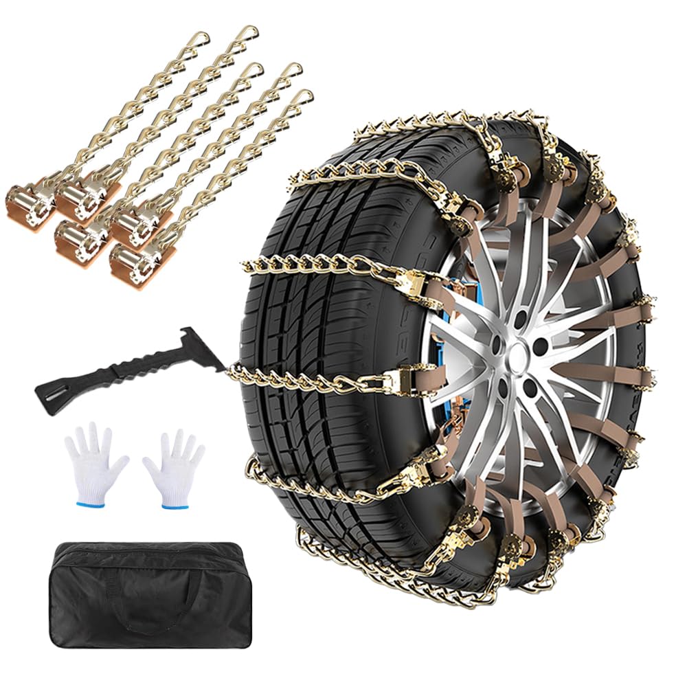 Photo 1 of 10 Piece Set Tire Chains,Snow Chains For Car SUV Pickup Trucks,Quick Easy Installation Tire Traction Chain,Adjustable Universal Emergency Anti-Skid Thickening Snow Cables(175-275mm)