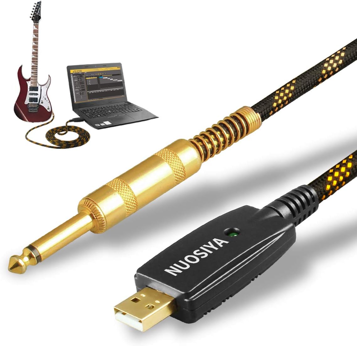 USB Guitar Cable, NUOSIYA USB to 6.35mm Guitar Cable, Guitar Bass to PC