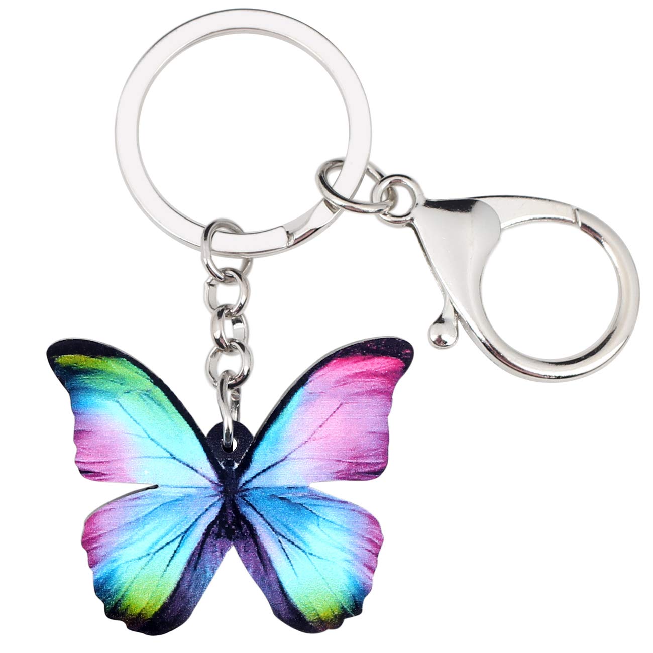 DUOWEI Vivid Acrylic Morpho Monarch Butterfly Keychain Handbag Charm Keyring Summer Gift for Women (Multicolor)