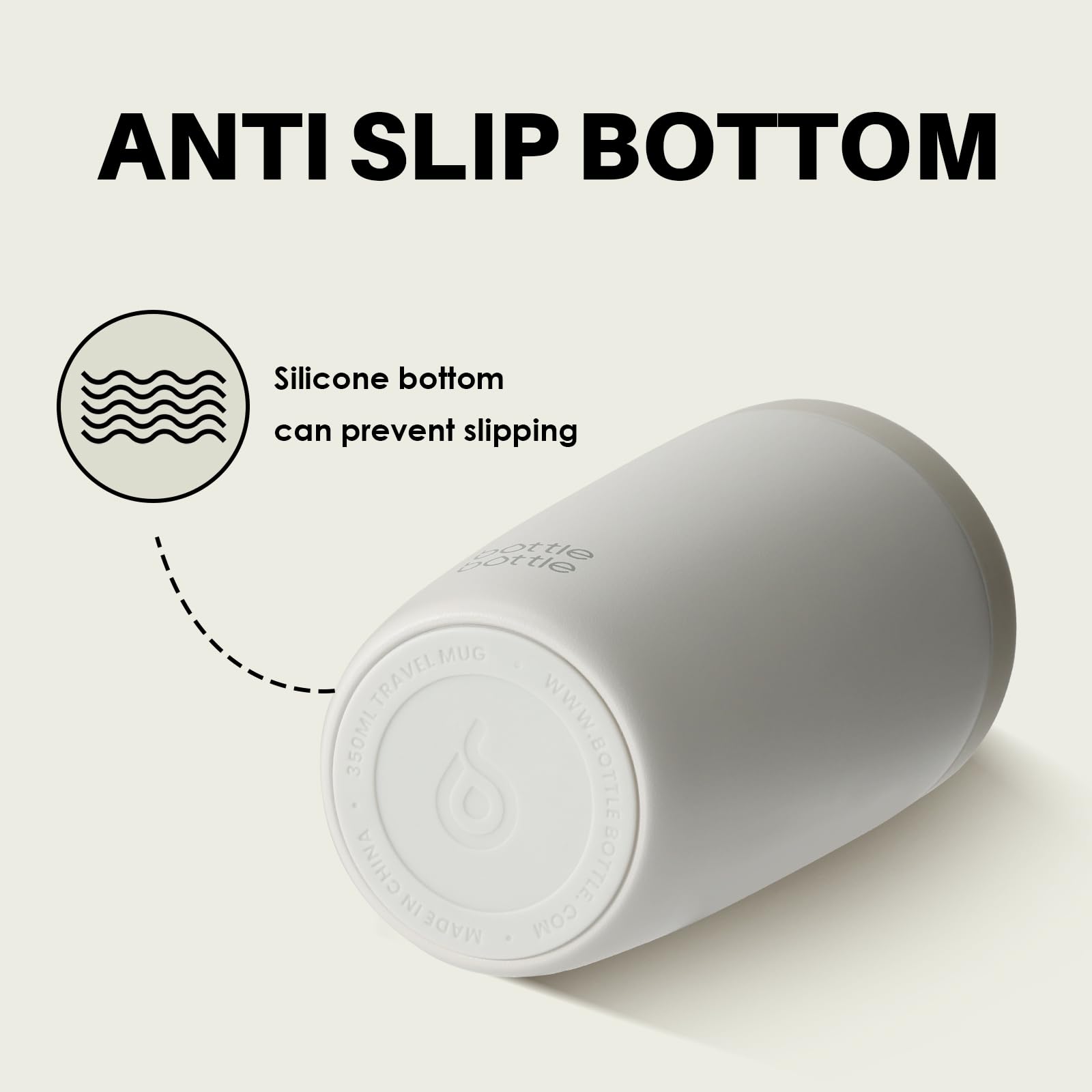 BOTTLE BOTTLE Thermobecher 350ml für Kaffee oder Tee, auslaufsicher und Easy Quick-Press-Verschluss, Isolierbecher Travel Mug Classic Grande (Grau) 4