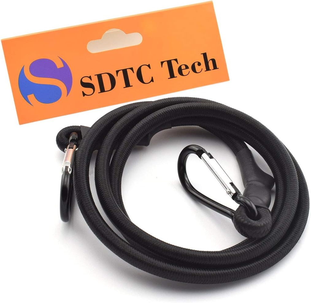 SDTC Tech 24 Inch Bungee Cord with Carabiner Hook | 4 Pack Superior Latex Heavy Duty Straps Strong Elastic Rope Locks onto Anchor Points of Luggage Rack/Cargo/Camping/RV/Hand Carts etc.: Automotive