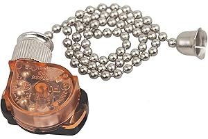 Ceiling Fan Light Switch, E87438 Fan Lamp Switch with 11" Beaded Pull Chain, ON-Off, 6A 125VAC, Electrical Pull Chain Switch 