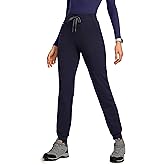 POPVIOLET Womens High Waisted Jogger Scrub Pants Thick Stretch Knit Medical Work Bottoms with 7 Pockets Yoga Waistband