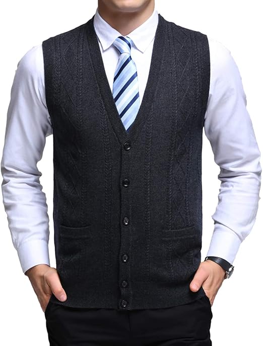 Amazon Yingqible ニットベスト Vネック チョッキメンズ 前開き