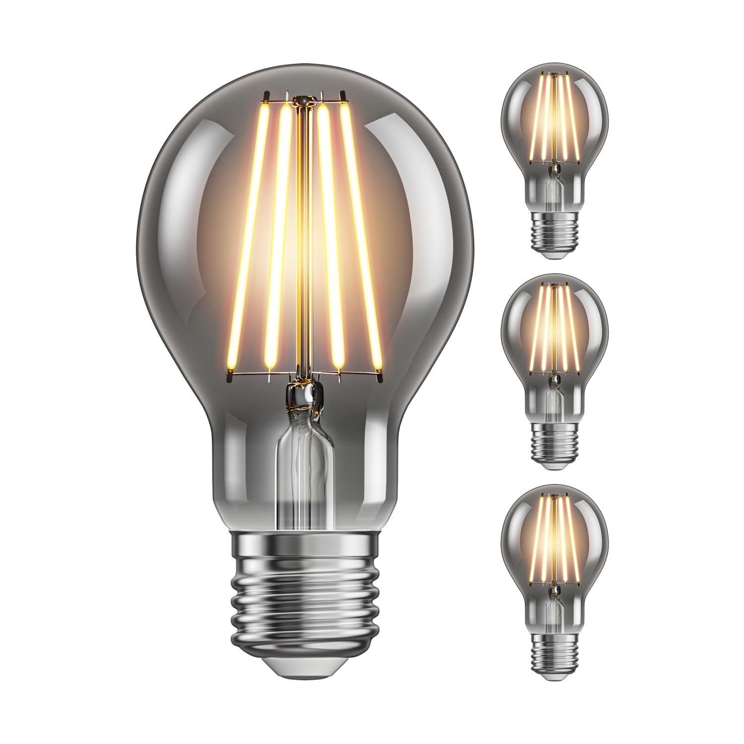 ledscom.de 4 Pieces E27 LED Bulb, A60, Extra Warm White (1800 K), 7.5 W, 370lm, Smoked Glass — image 1