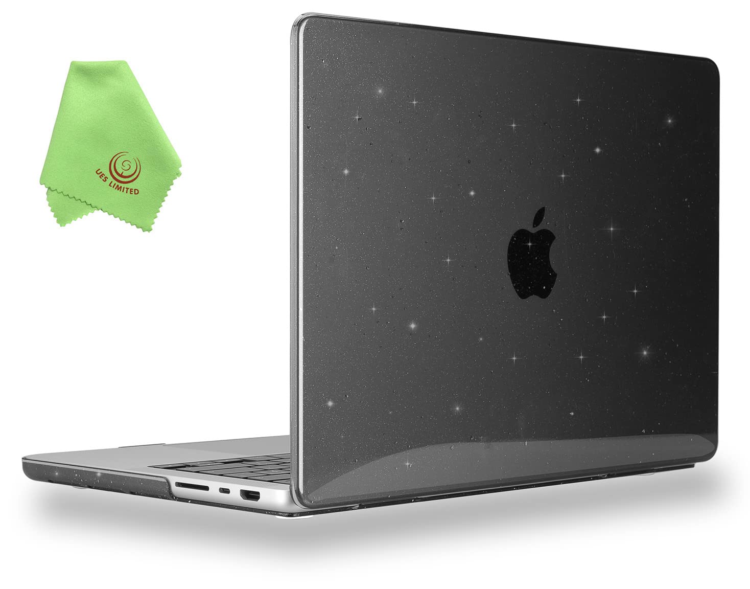 UESWILL Case for MacBook Pro 14 inch M5 M4 M3 M2 M1 Pro Max A3427 A3426 A3434 A3401 A3185 A3112 A2442 A2779 A2918 A2992, 2026-2021 Release, Glossy Sparkling Hard Shell Cover, Glitter Black