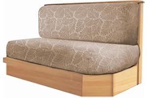 Ckedes RV Dinette Cushion Covers, Stretch Printed Couch Cushion Slipcovers Replacement Anti-Slip Sofa Cushion Cover for Dogs(1 Bench Cover & 1 Backrest Cover) (Brown)