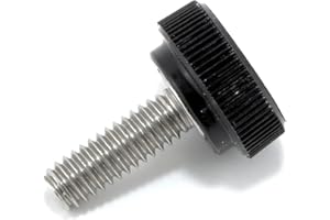 THUMB SCREW DEPOT #8-32 x 1/2" Thumb Screw Stainless Steel - Black Knurled Round Plastic Knob - Standard/Coarse Thread Thumbscrew - Length: 0.500" - Proudly Built in USA - Package of (4)