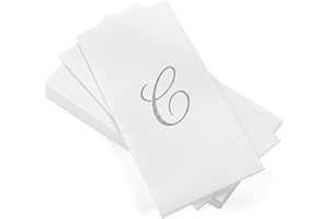 AH AMERICAN HOMESTEAD Disposable Hand Towels for Bathroom 50 Count - Guest Bathroom Essentials -Bathroom Paper Towels - Monogrammed Disposable Napkins - Wedding Napkins in Paper Towel Tray (Silver, C)
