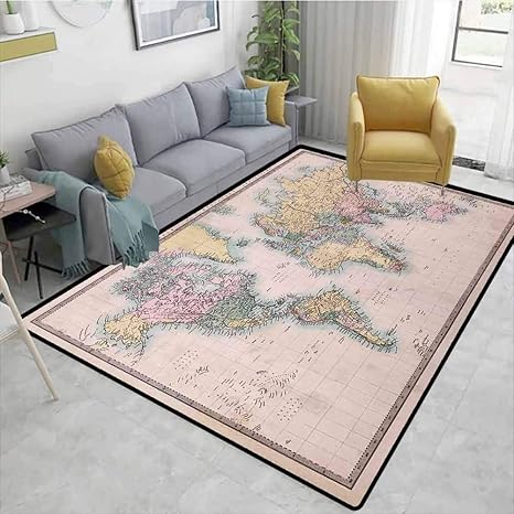 Amazon Co Jp Bigdatastore 世界地図 フローラルエリアラグ 子供部屋用 宇宙衛星大陸雲の写真 おしゃれで高級なリビングダイニングルームに 2 5 Feet By 7 Feet ホーム キッチン