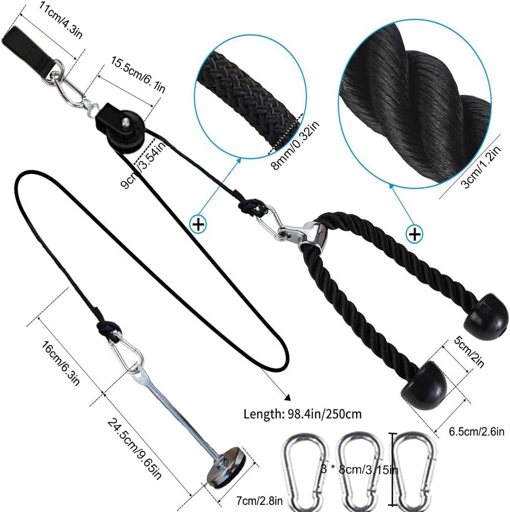 Pulley Cable Machine Men Women Professional Muscle Strength Fitness Equipment Forearm Wrist Roller Training for LAT Pulldowns, Biceps Curl, Triceps Extensions Workout Curved : Sports & Outdoors